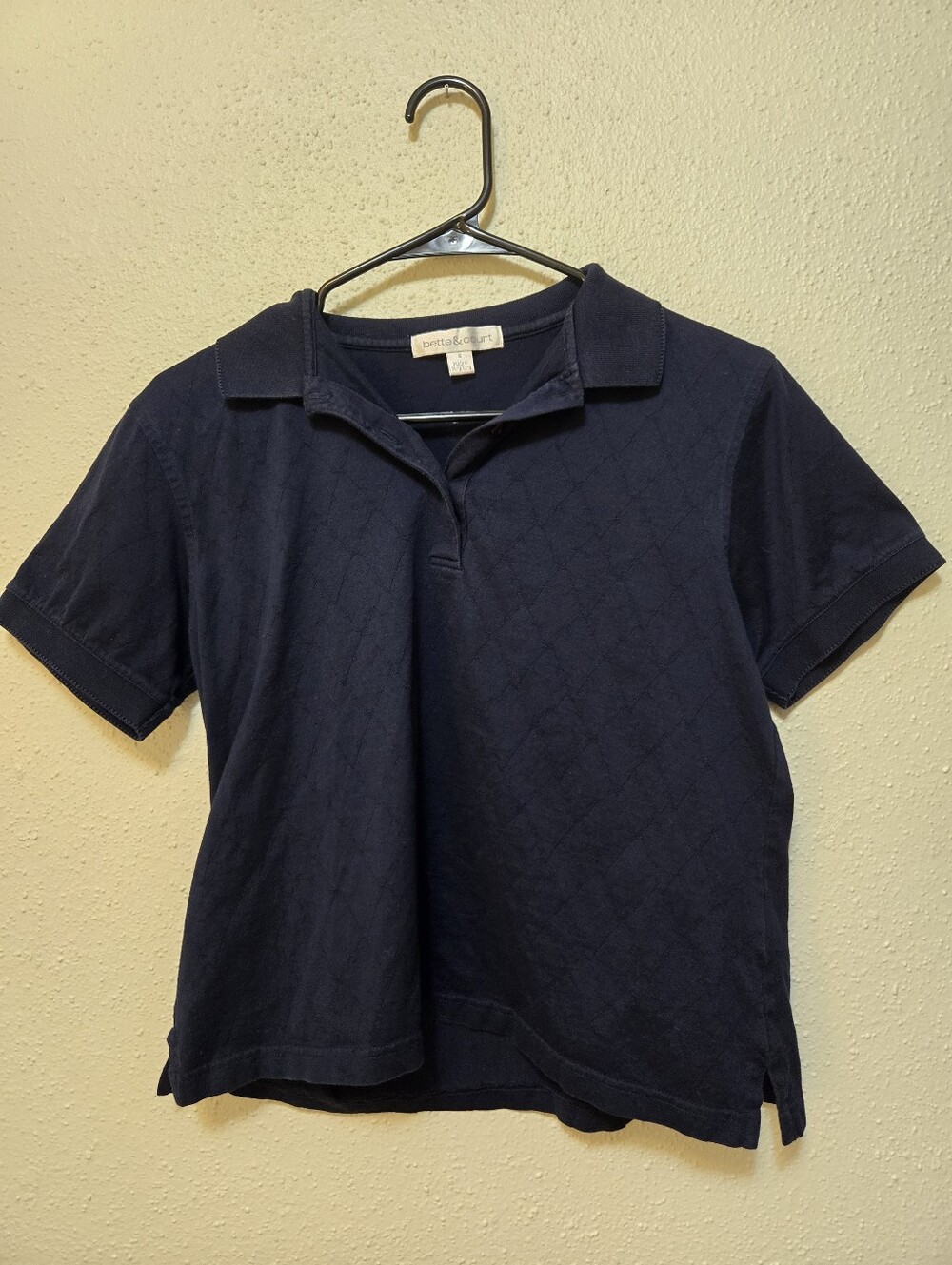 Bette & Court Navy Blue Short-Sleeve Polo Small